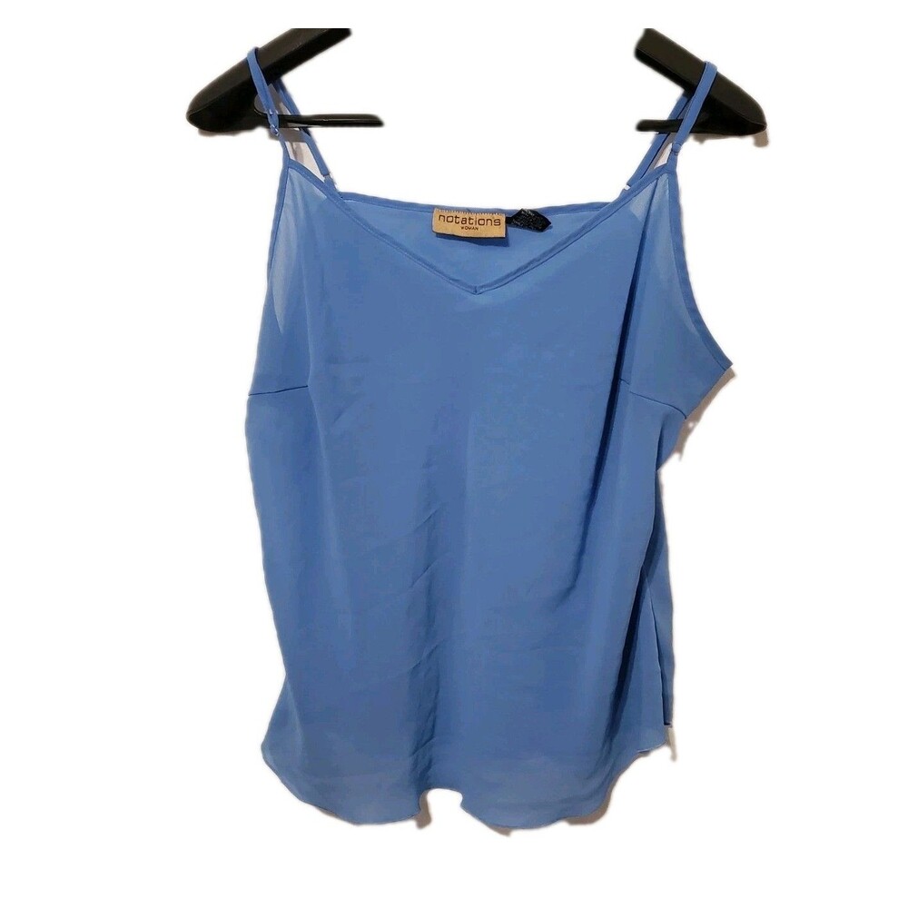 Notations 22/24 Sheer Blue Cami Tank Spaghetti Strap Layering Y2K Indie Sleaze